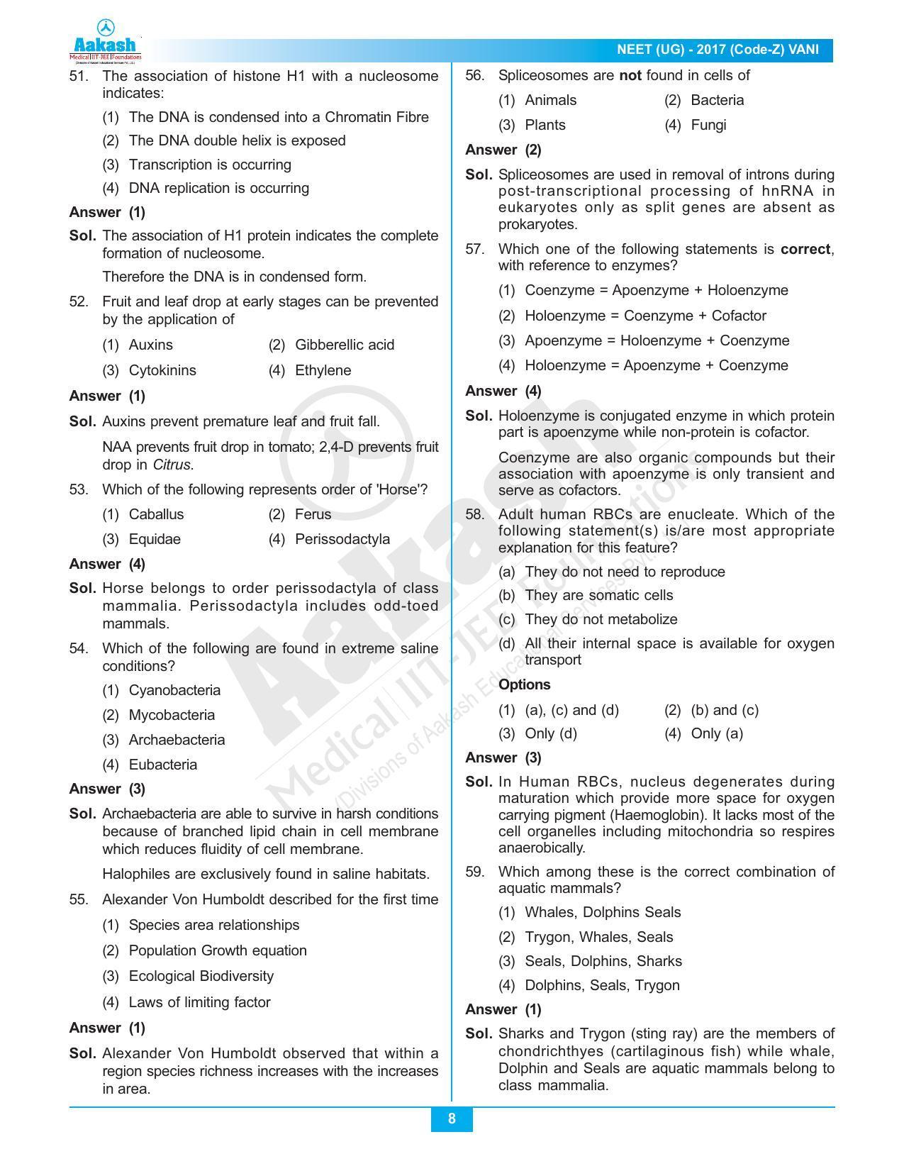  NEET Code Z 2017 Answer & Solutions - Page 8