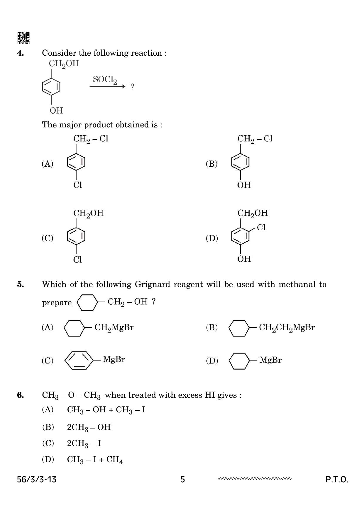 CBSE Class 12 56-3-3 Chemistry 2024 Question Paper - Page 5