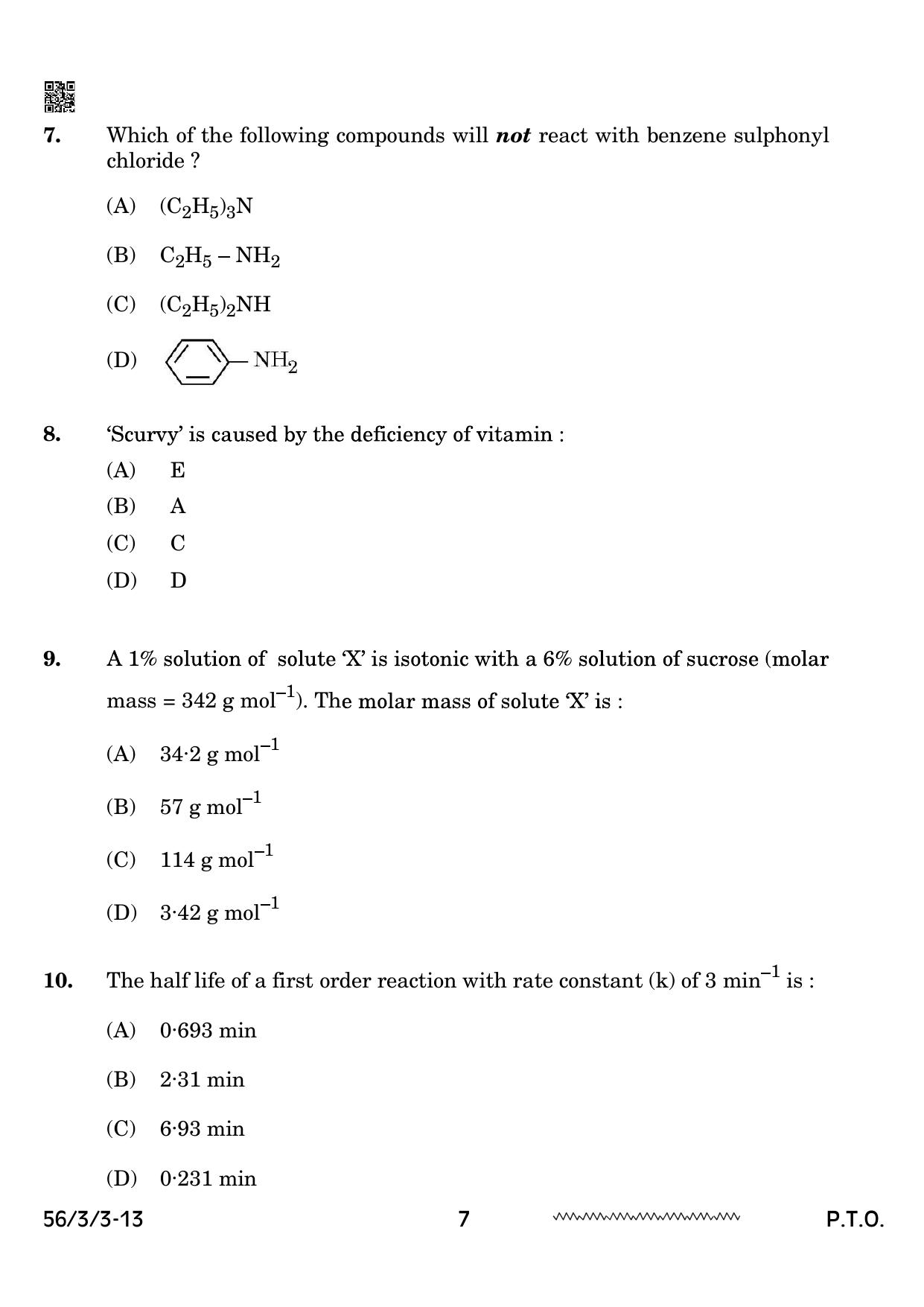 CBSE Class 12 56-3-3 Chemistry 2024 Question Paper - Page 7