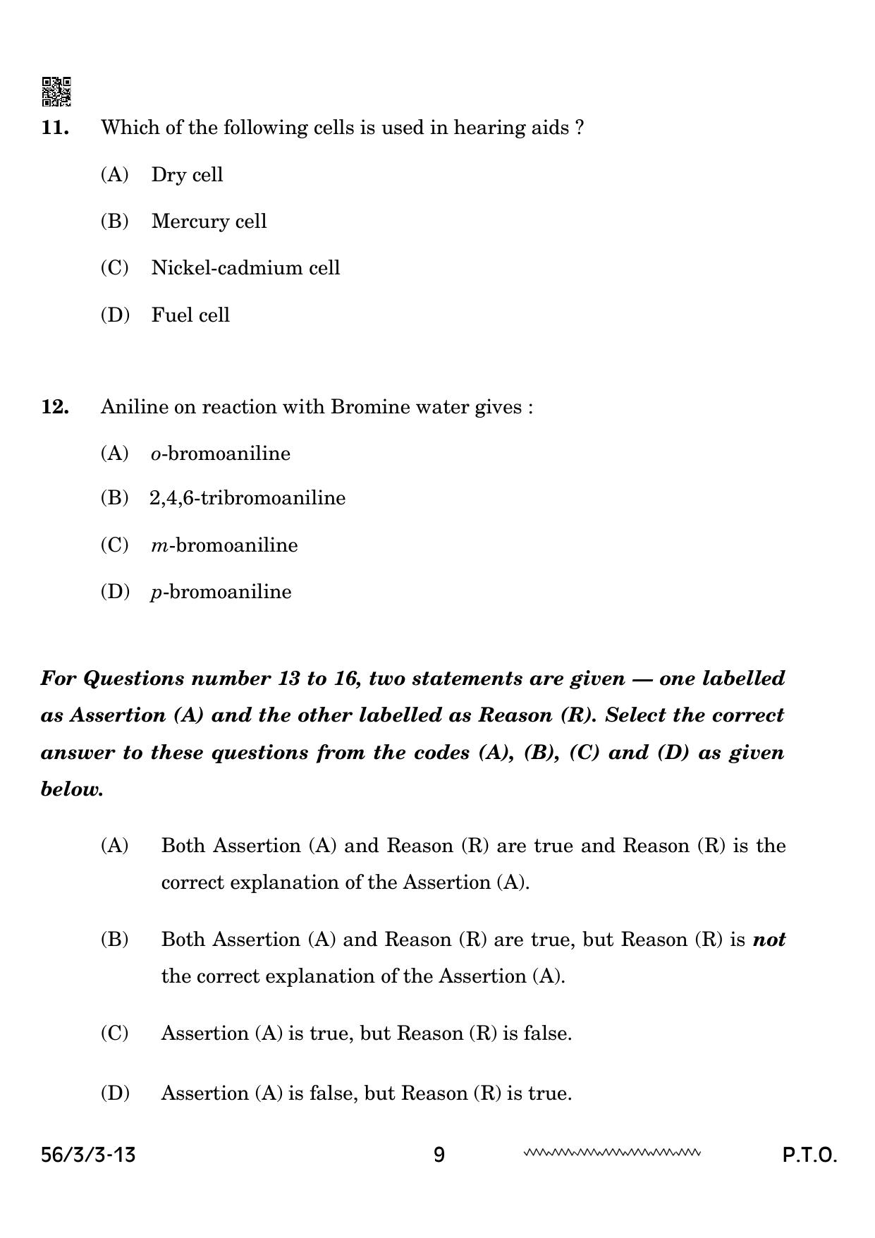 CBSE Class 12 56-3-3 Chemistry 2024 Question Paper - Page 9