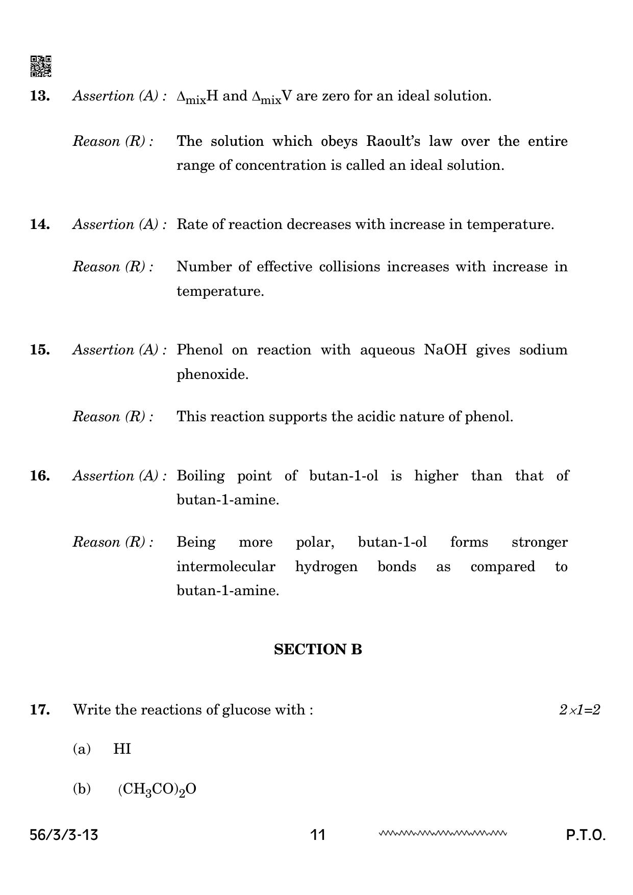 CBSE Class 12 56-3-3 Chemistry 2024 Question Paper - Page 11