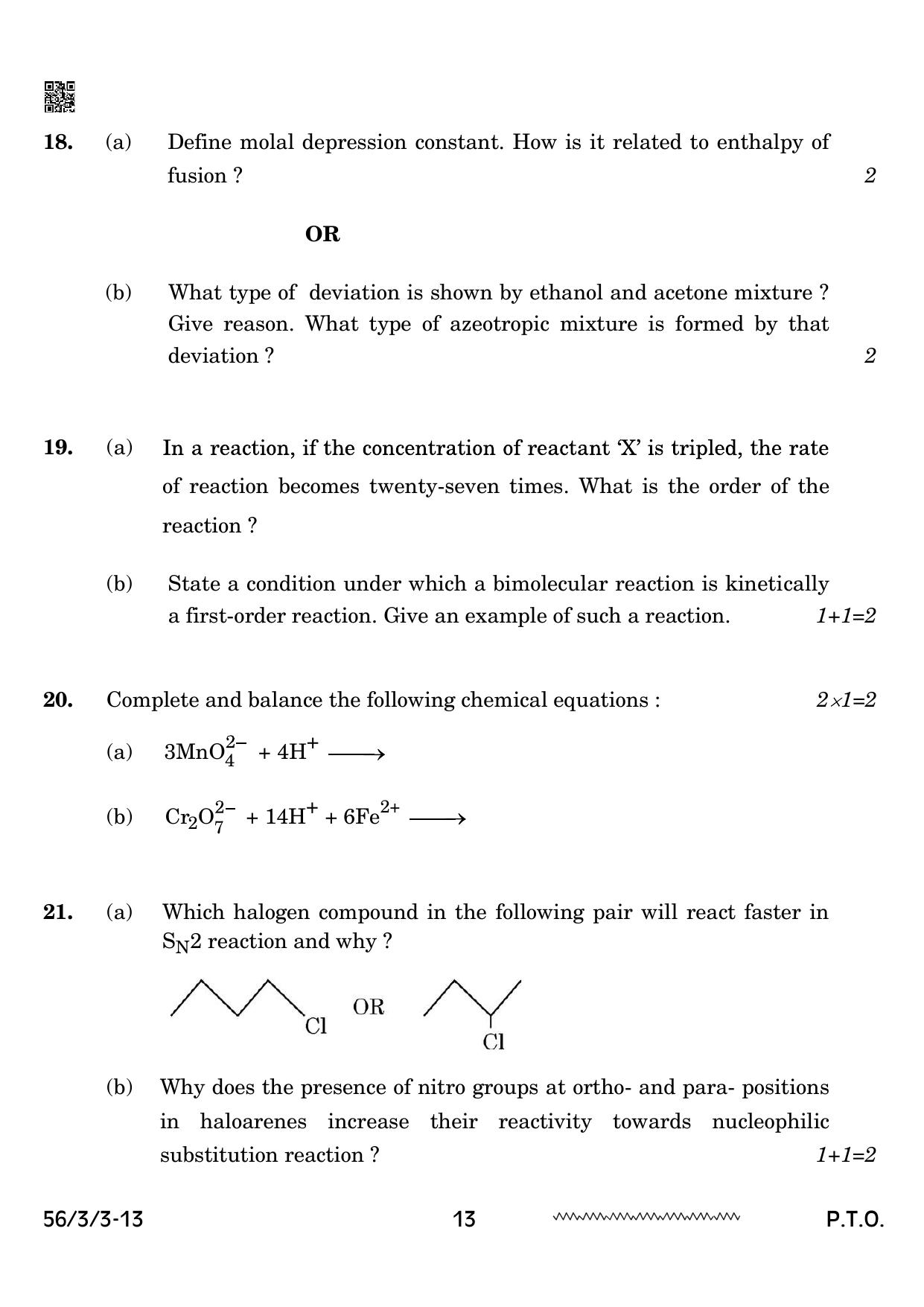 CBSE Class 12 56-3-3 Chemistry 2024 Question Paper - Page 13