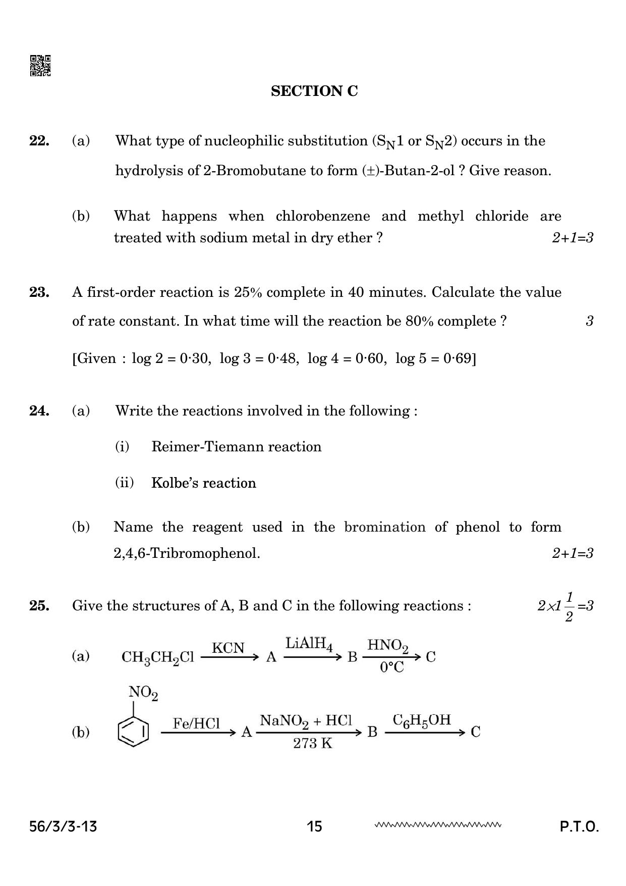 CBSE Class 12 56-3-3 Chemistry 2024 Question Paper - Page 15