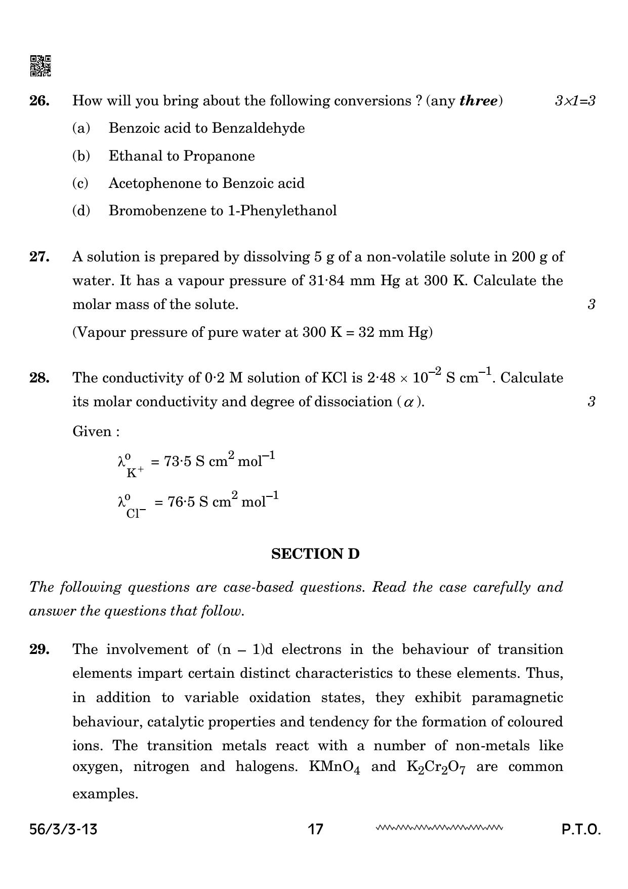 CBSE Class 12 56-3-3 Chemistry 2024 Question Paper - Page 17