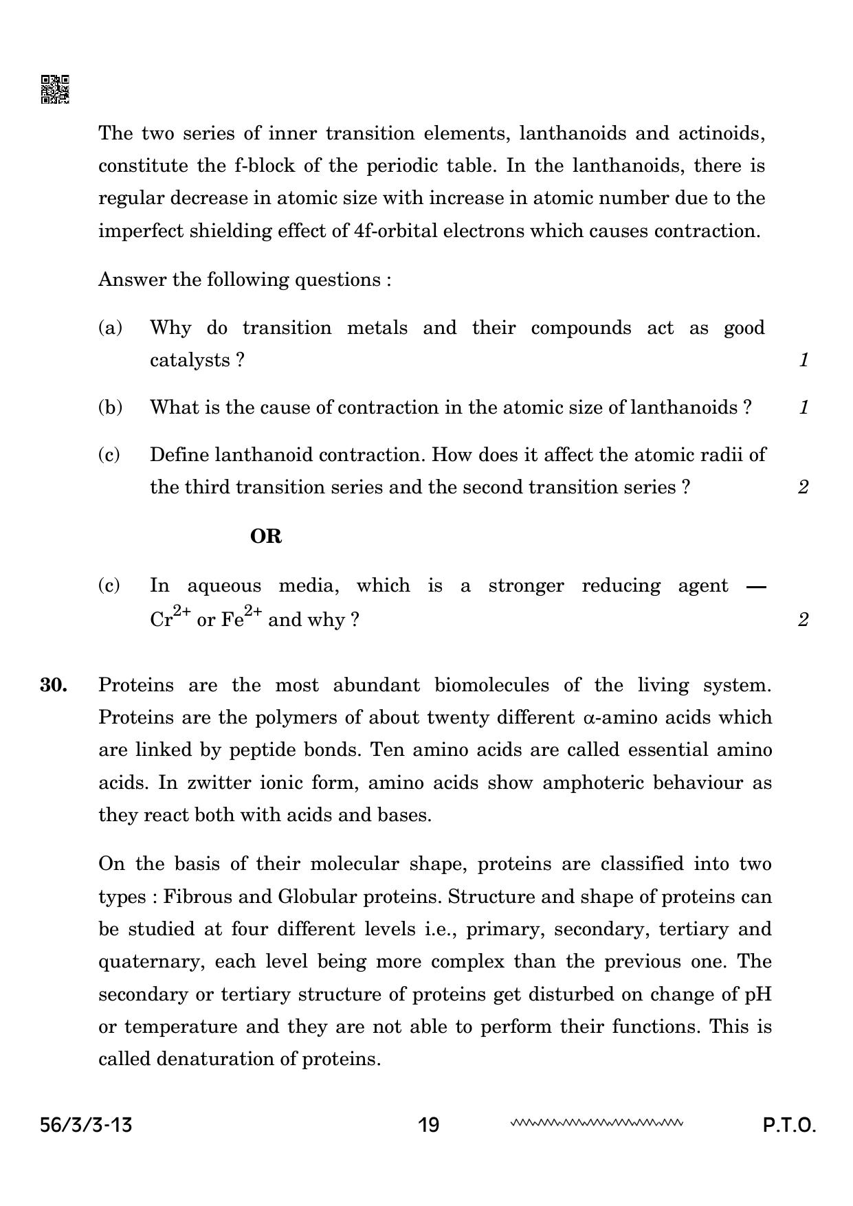 CBSE Class 12 56-3-3 Chemistry 2024 Question Paper - Page 19