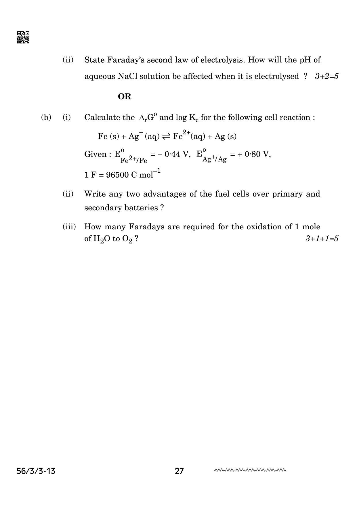 CBSE Class 12 56-3-3 Chemistry 2024 Question Paper - Page 27