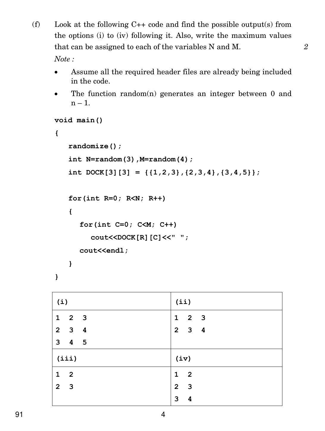 CBSE Class 12 91 COMPUTER SCIENCE 2017 Question Paper - Page 4