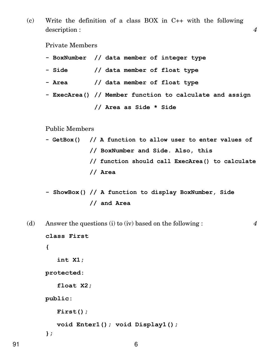 CBSE Class 12 91 COMPUTER SCIENCE 2017 Question Paper - Page 6