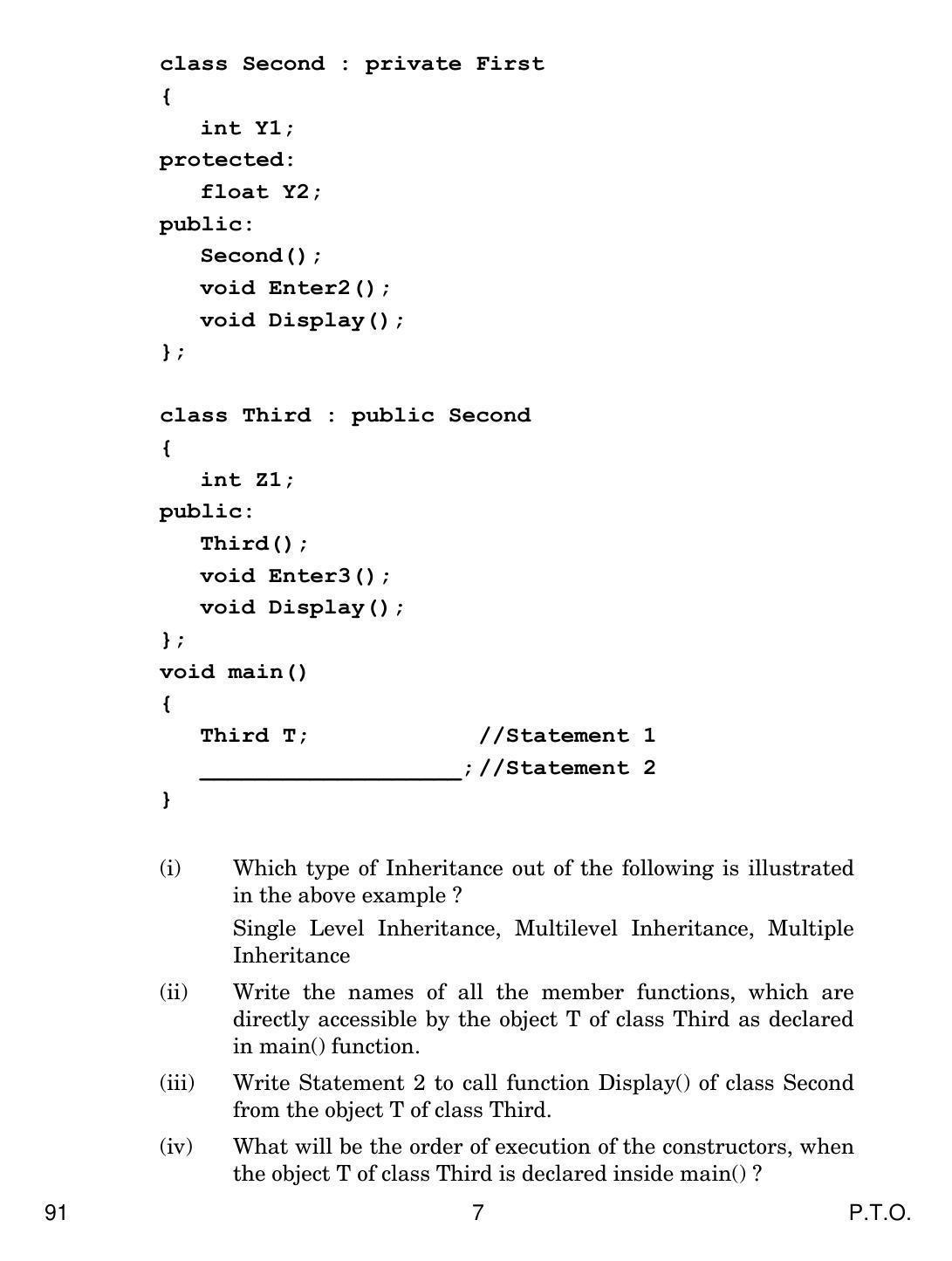 CBSE Class 12 91 COMPUTER SCIENCE 2017 Question Paper - Page 7