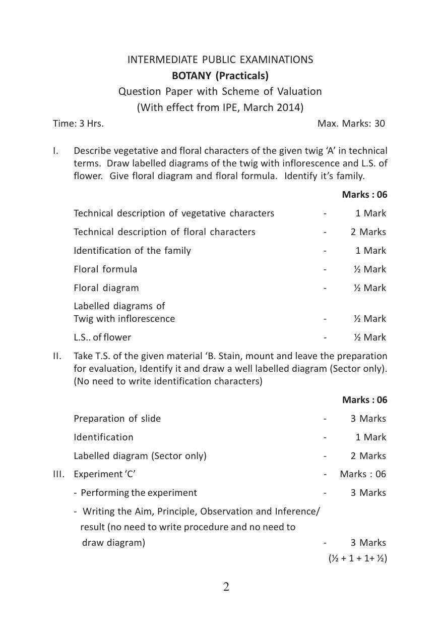 TS Intermediate Botany Practicals Model Question Paper - Page 2
