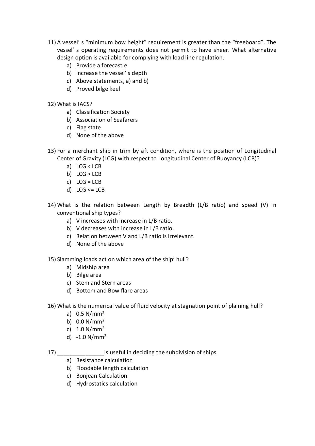 IMU CET M.Tech (for NAOE Graduates) Sample Paper - Page 12