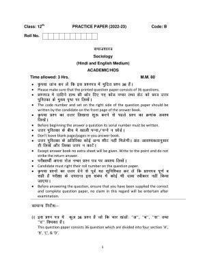 Haryana Board Class 12 Sociology Code B Sample Papers