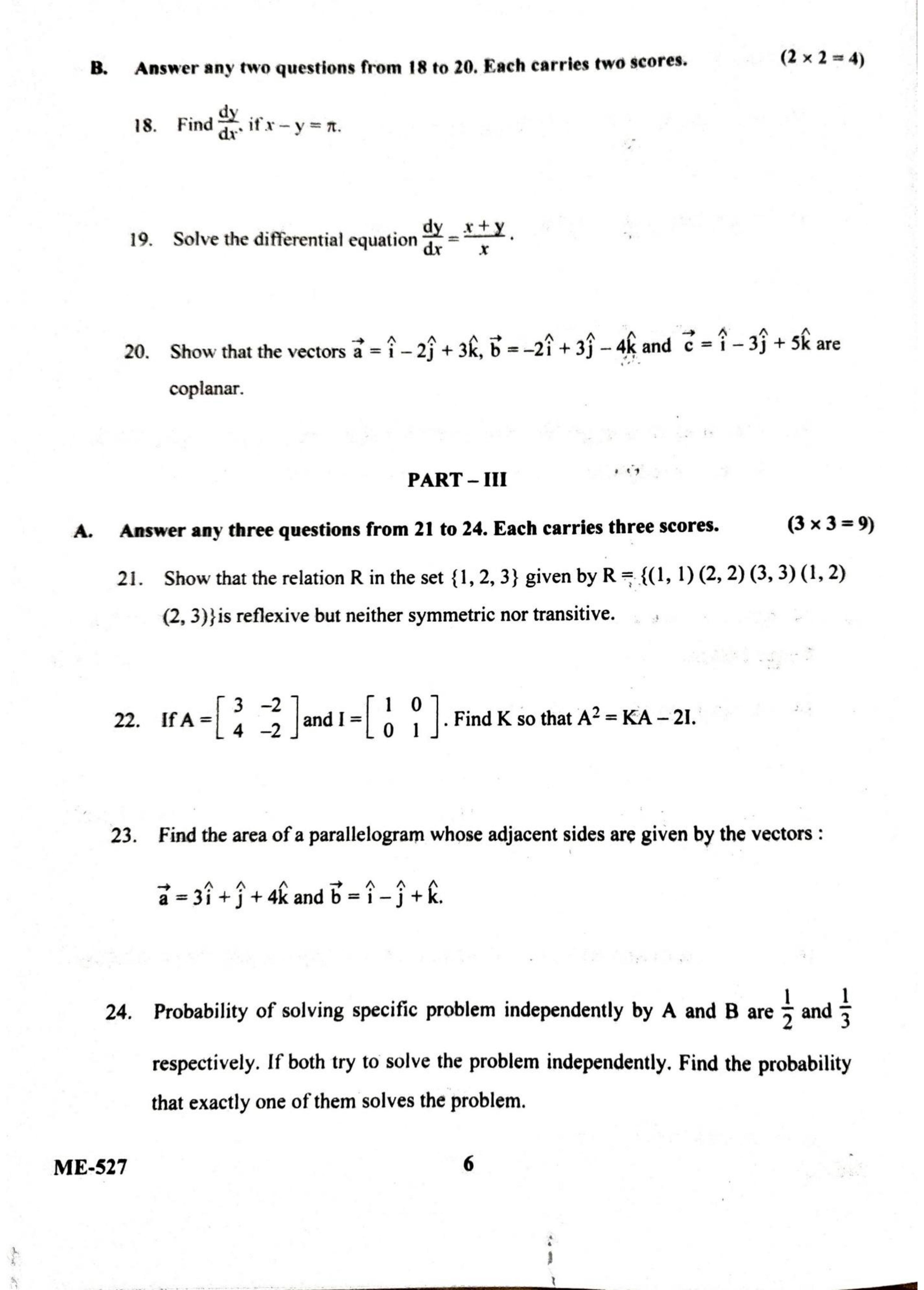 Kerala Plus Two 2022 Maths (Science) Model Question Papers - Page 6