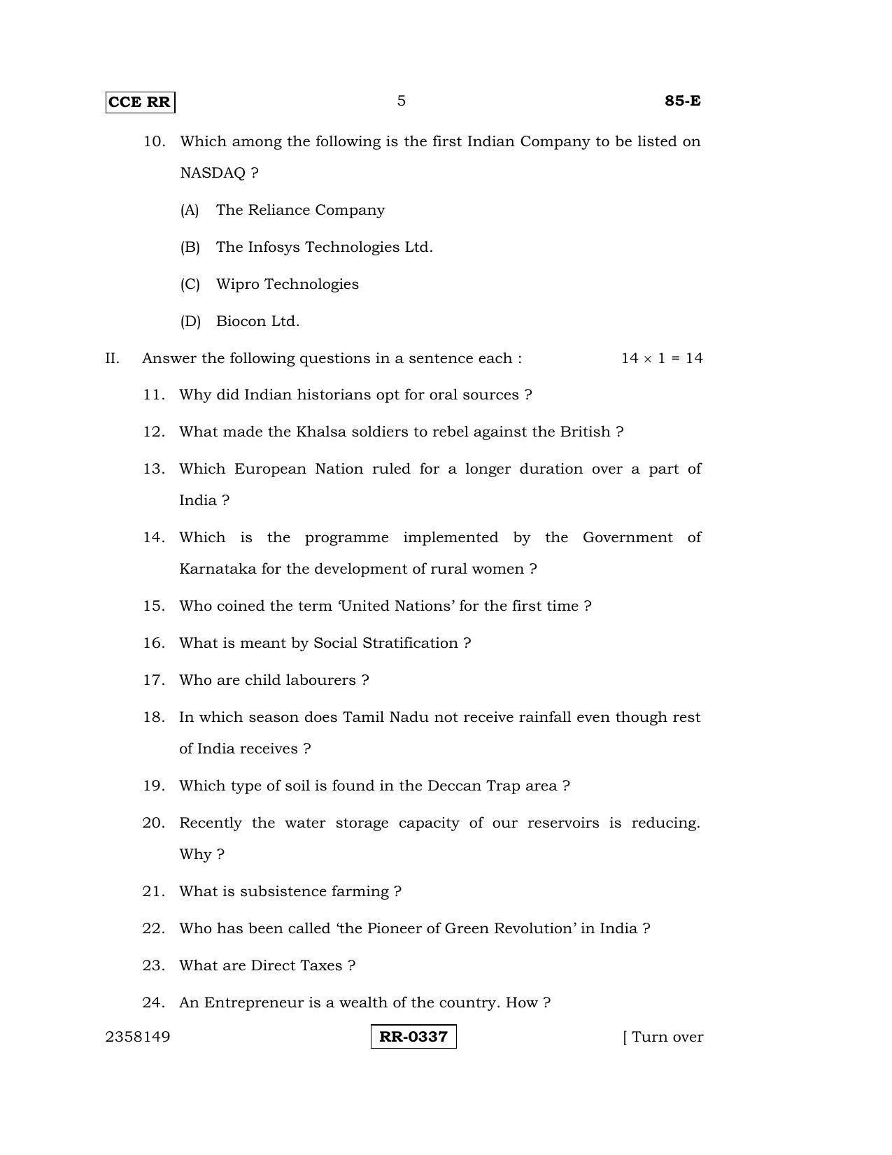 Karnataka SSLC Social Science (ENGLISH Medium) - 85-E-CCE-RR_SS1 (Supplementary) June 2016 Question Paper - Page 5