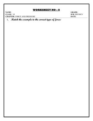 CBSE Worksheets for Class 6 Physics Force and Pressure Assignment 4