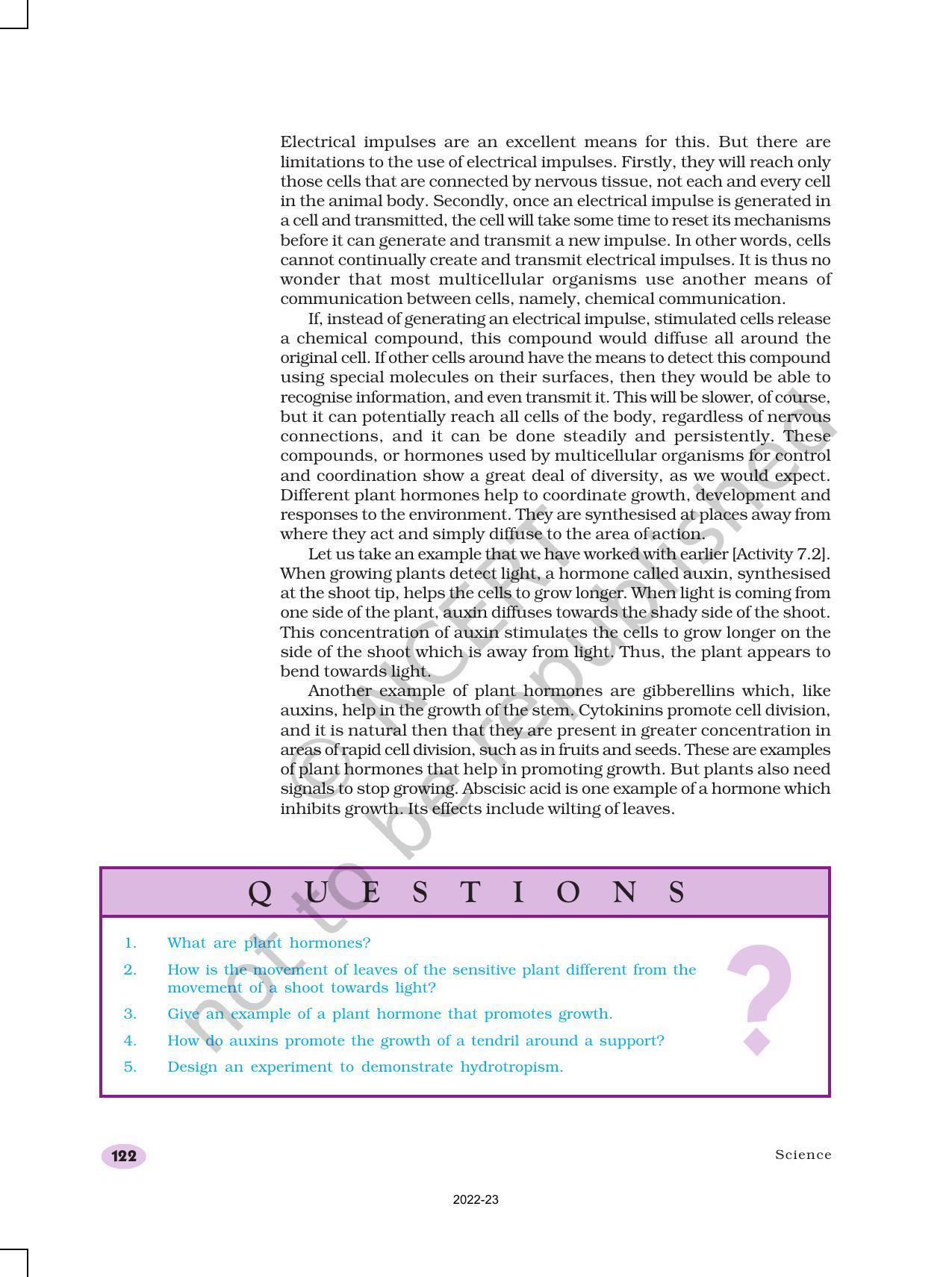 NCERT Book for Class 10 Science Chapter 7 Control and Coordination - Page 9