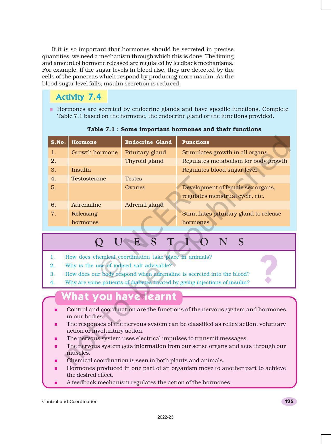 NCERT Book for Class 10 Science Chapter 7 Control and Coordination - Page 12