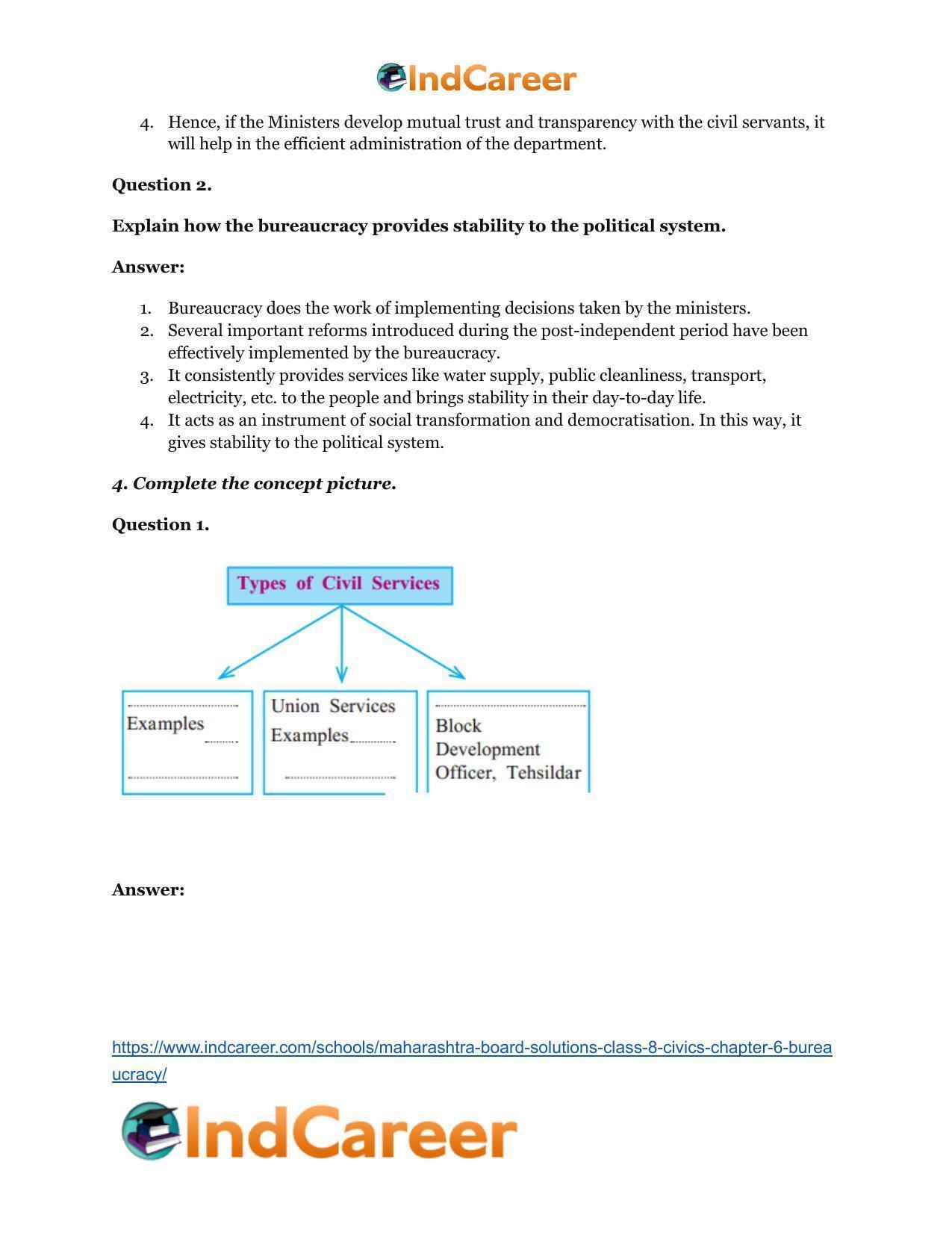 Maharashtra Board Solutions Class 8-Civics: Chapter 6- Bureaucracy - Page 4