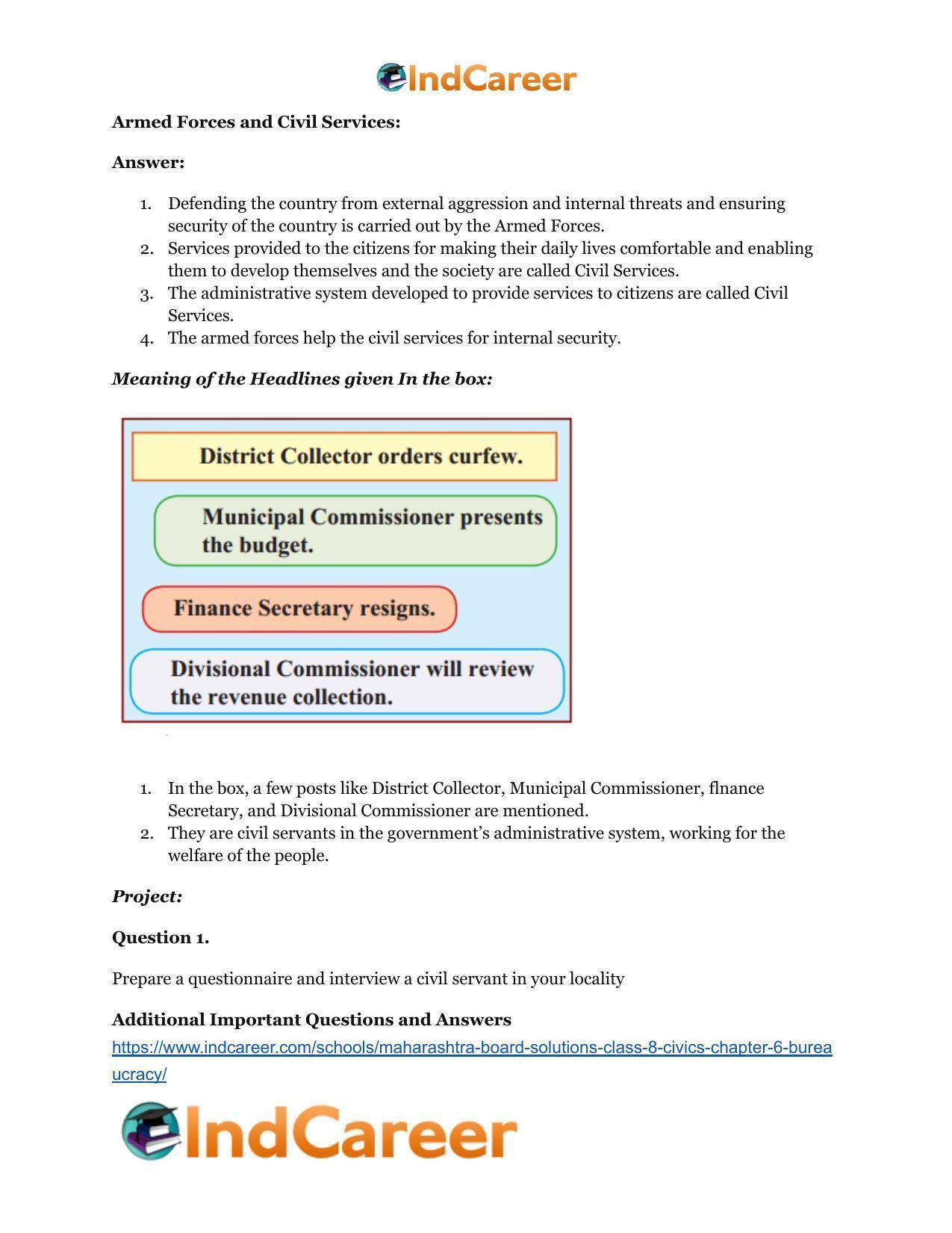 Maharashtra Board Solutions Class 8-Civics: Chapter 6- Bureaucracy - Page 6