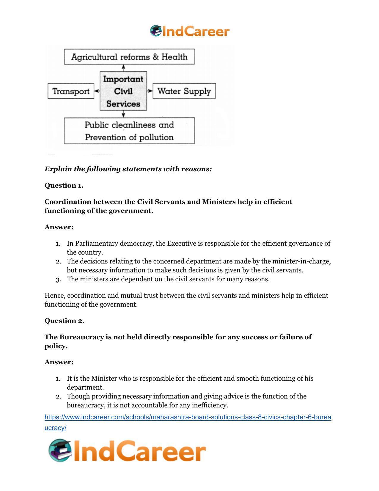 Maharashtra Board Solutions Class 8-Civics: Chapter 6- Bureaucracy - Page 11
