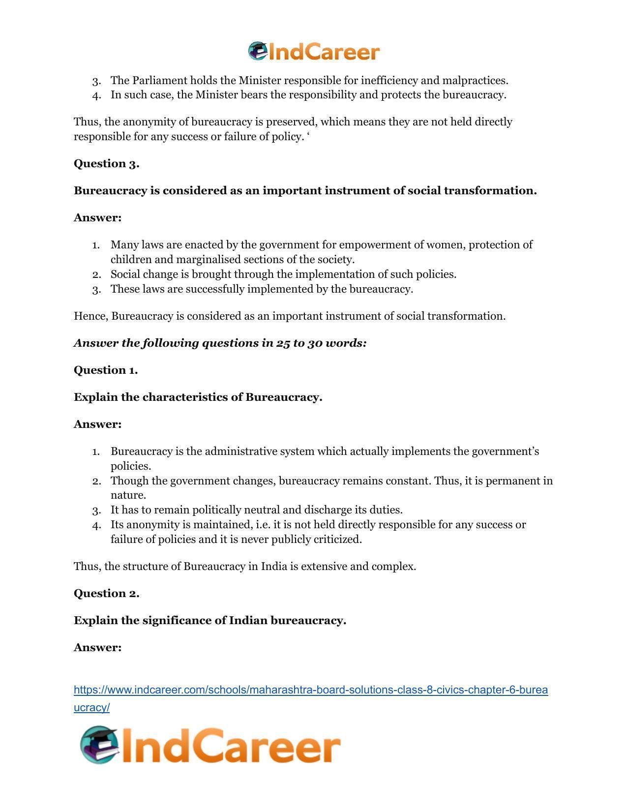 Maharashtra Board Solutions Class 8-Civics: Chapter 6- Bureaucracy - Page 12