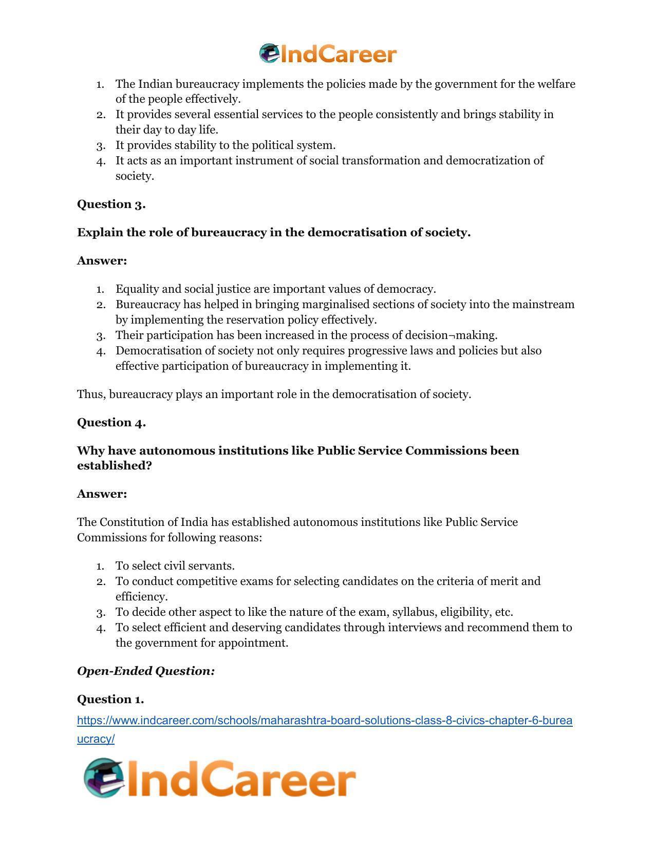 Maharashtra Board Solutions Class 8-Civics: Chapter 6- Bureaucracy - Page 13