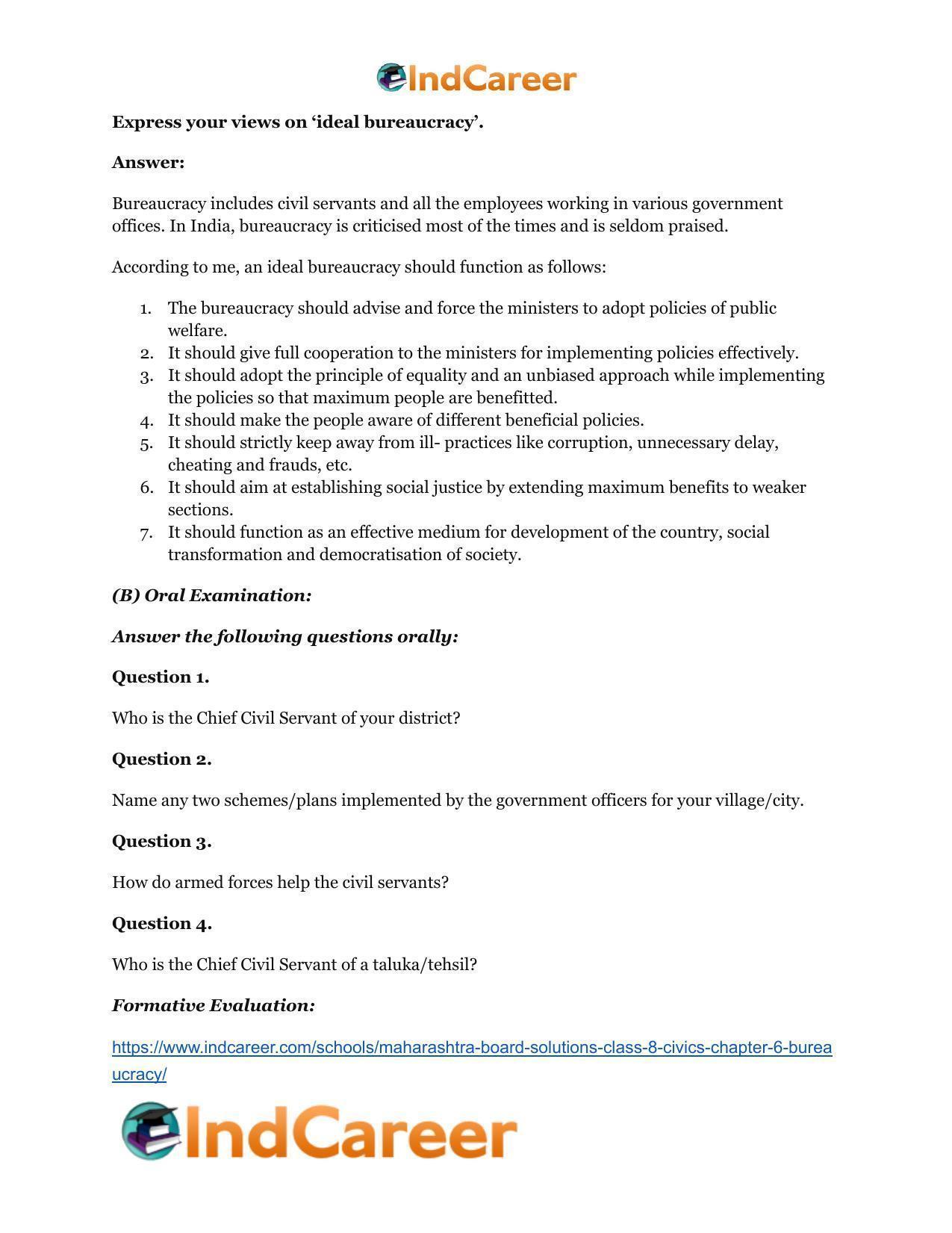 Maharashtra Board Solutions Class 8-Civics: Chapter 6- Bureaucracy - Page 14