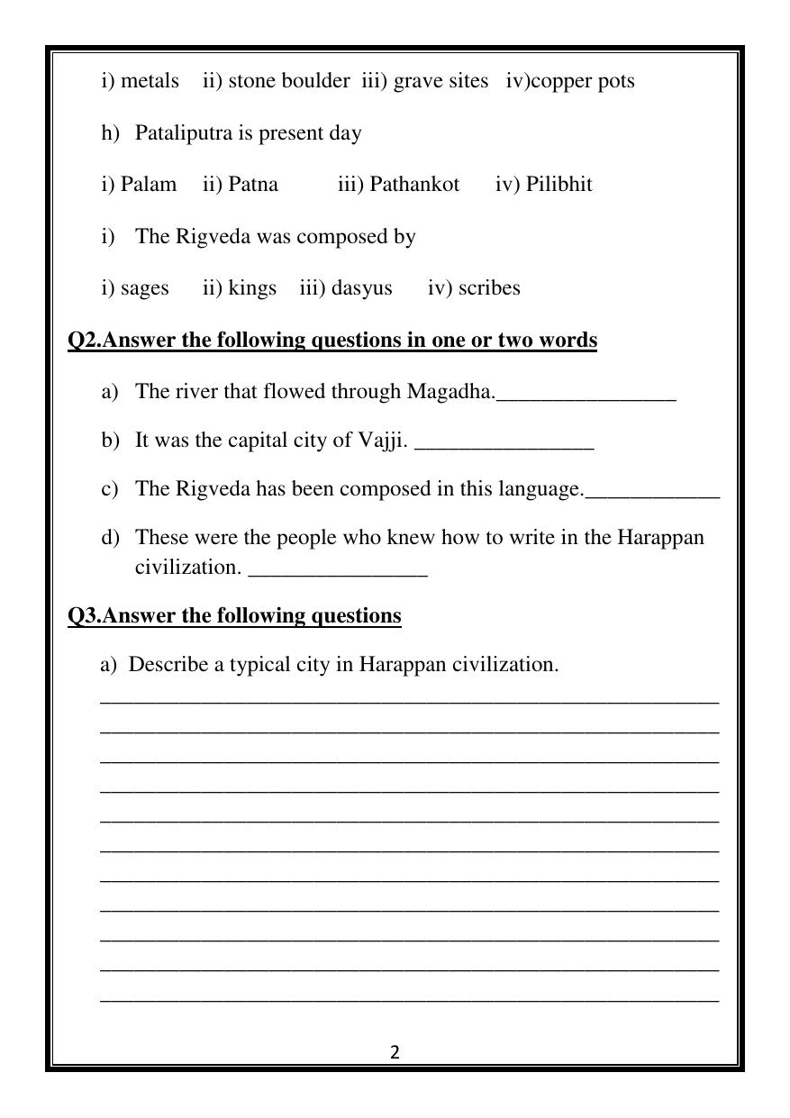CBSE Worksheets for Class 6 Social Science History Assignment 13 - Page 2