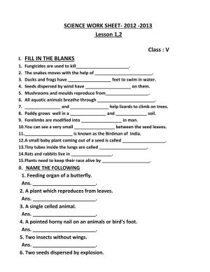 Worksheet for Class 5 Science Assignment 11