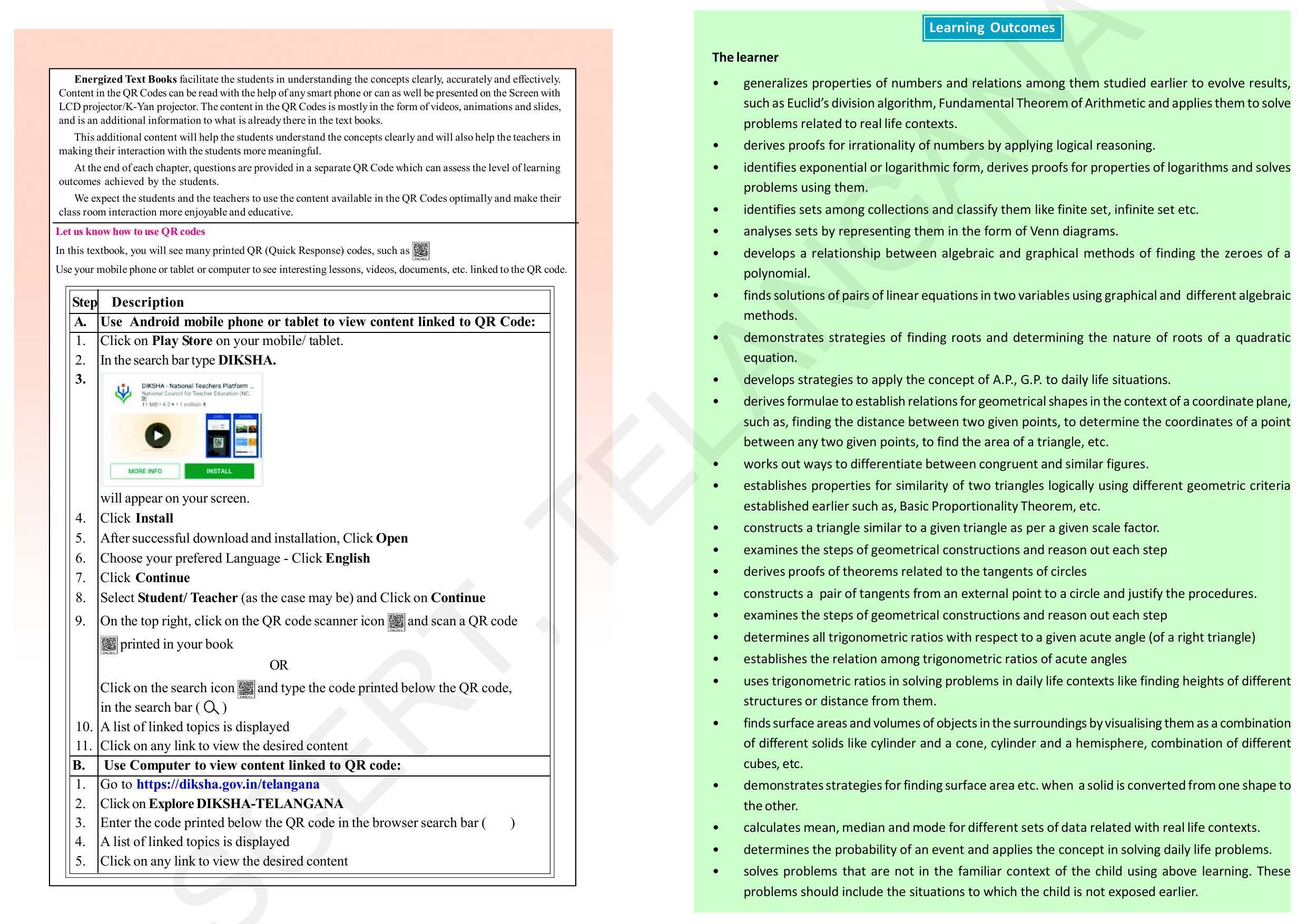 TS SCERT Class 10 Maths (English Medium) Text Book - Page 2