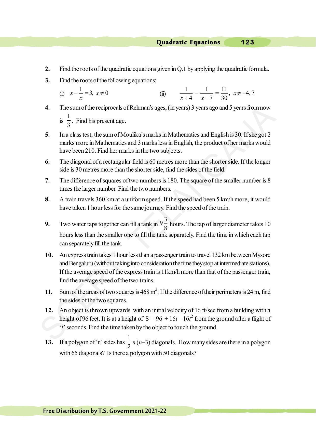 TS SCERT Class 10 Maths (English Medium) Text Book - Page 133