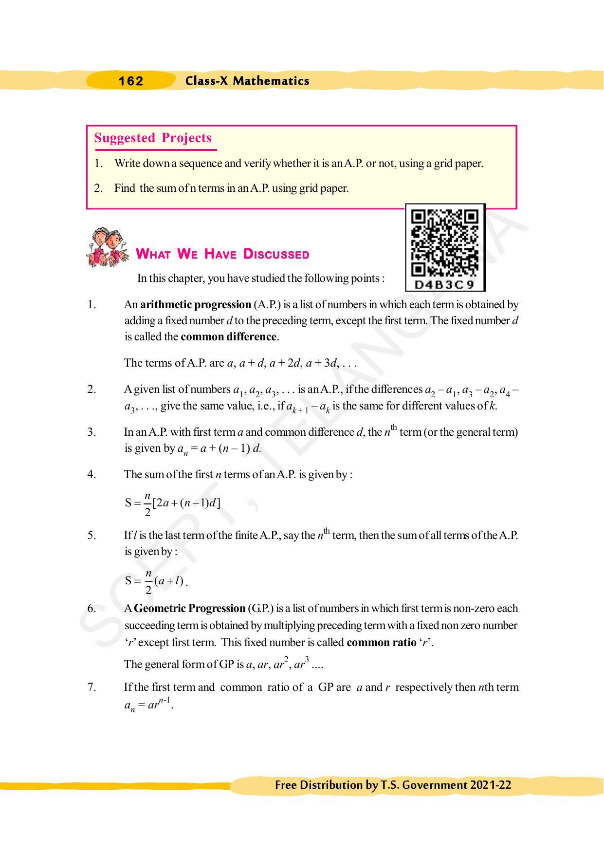 TS SCERT Class 10 Maths (English Medium) Text Book - Page 172