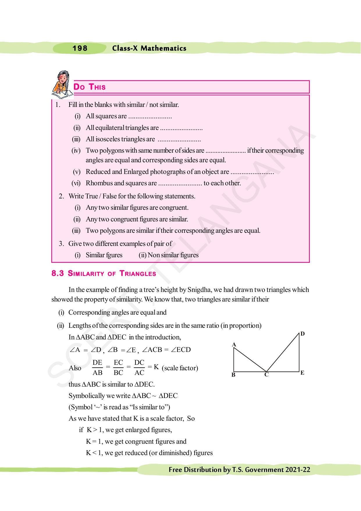 TS SCERT Class 10 Maths (English Medium) Text Book - Page 208