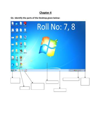 Worksheet for Class 3 Computers Assignment 11 Desktop
