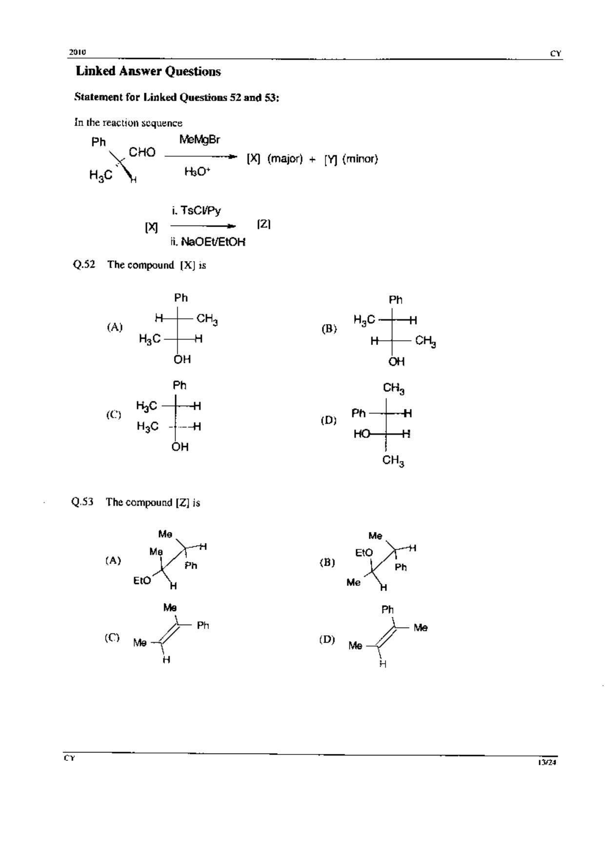 GATE 2010 Chemistry (CY) Question Paper with Answer Key - Page 13