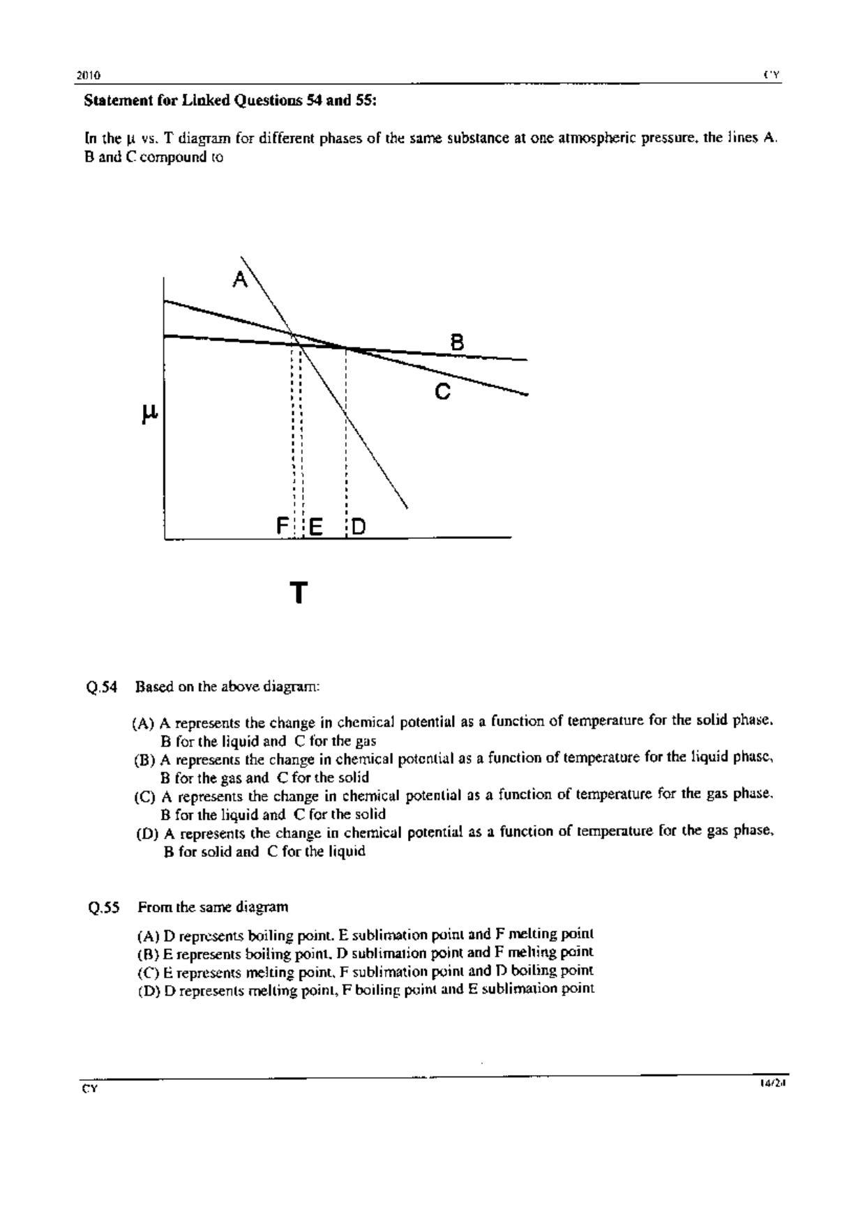 GATE 2010 Chemistry (CY) Question Paper with Answer Key - Page 14