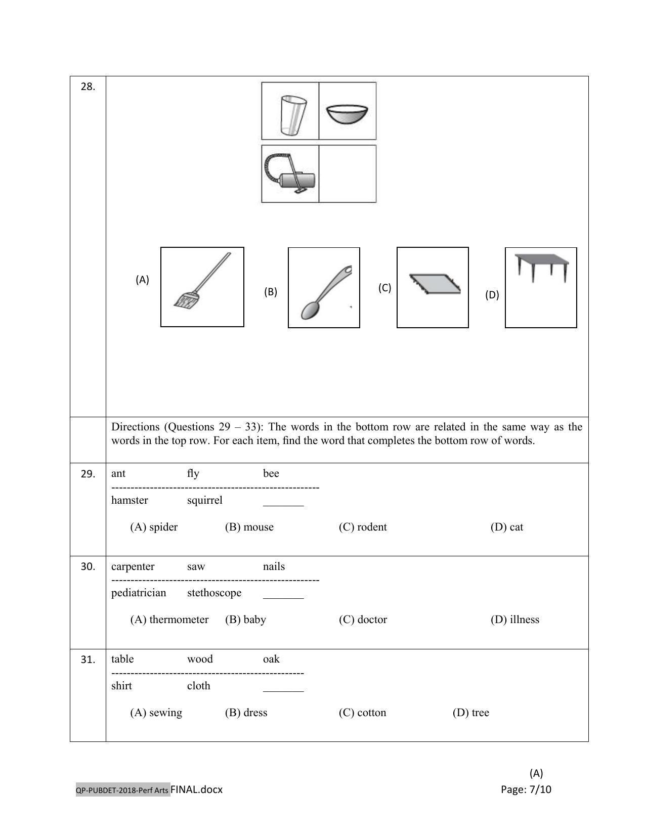 PUBDET 2018 Performing Arts Question Paper - Page 7