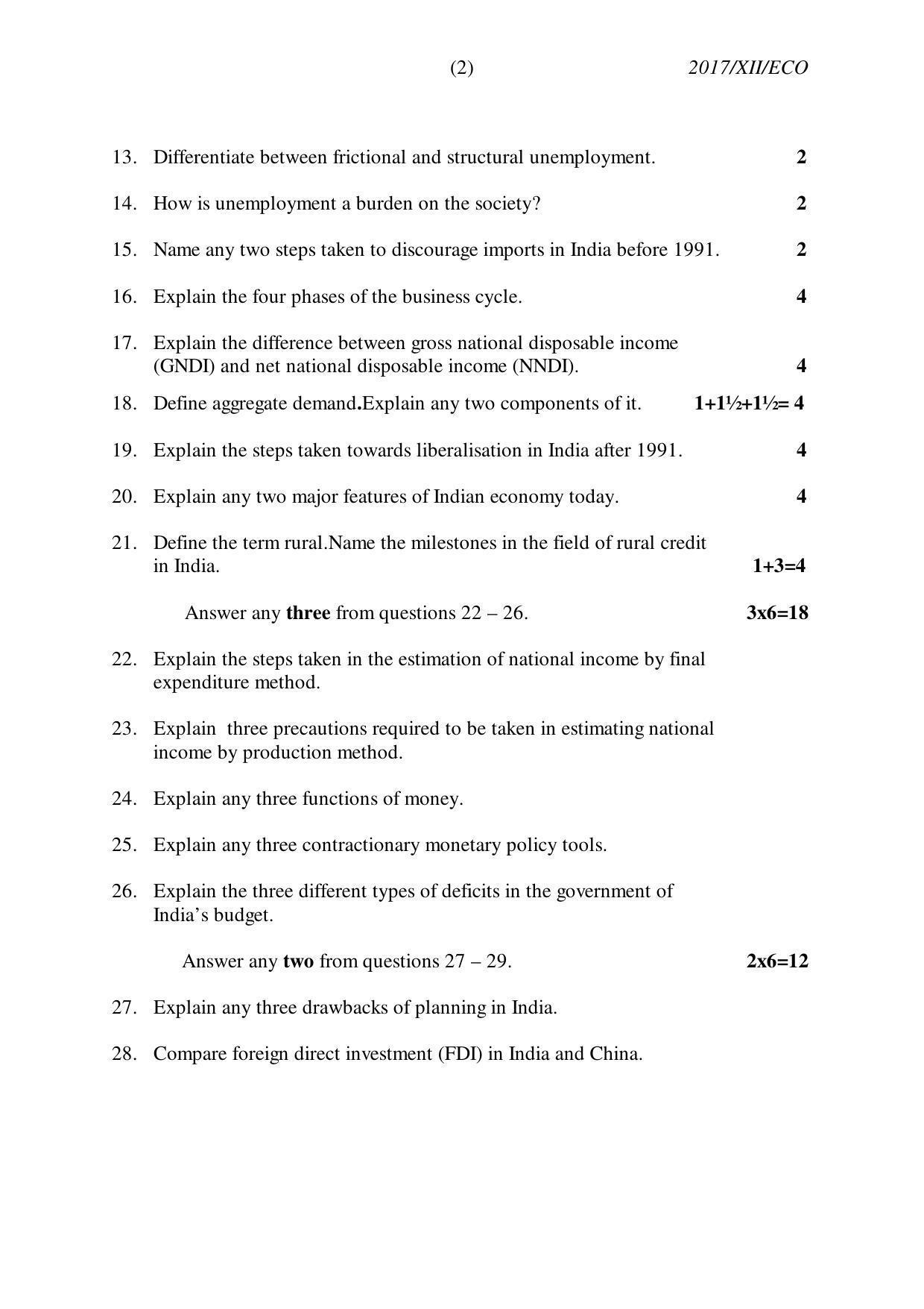 Nagaland Board Class 12 ECONOMICS 2017 Question Papers - Page 2
