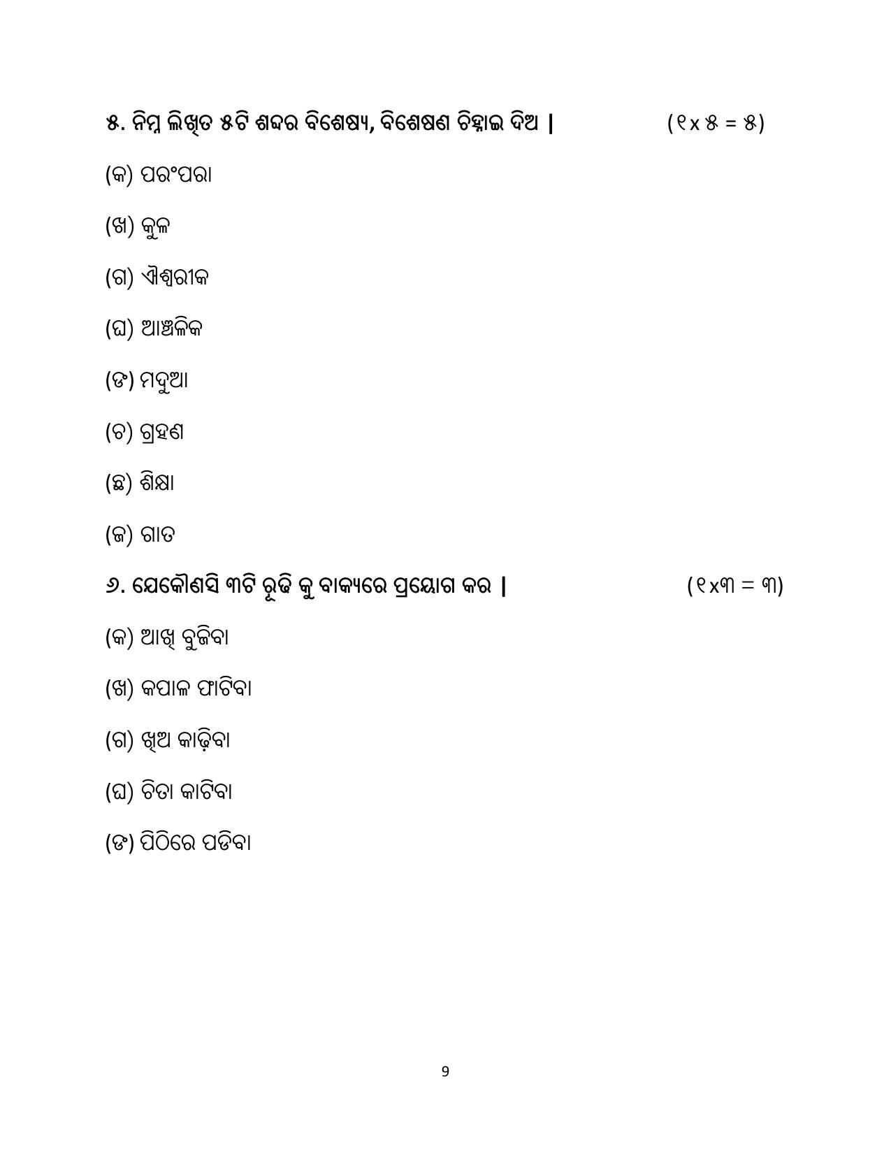 NIOS Class 12 Odia Sample Paper - Page 9