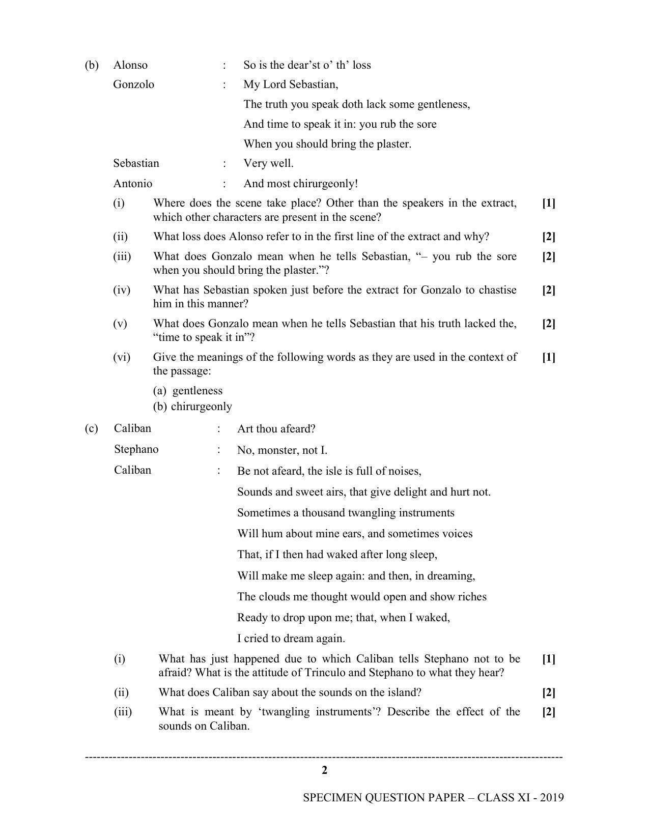 ISC Class 11 Specimen English Literature Sample Papers 2023 - Page 2
