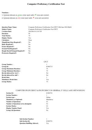 MP CPCT 18th June 2018 English Question Paper Shift 1