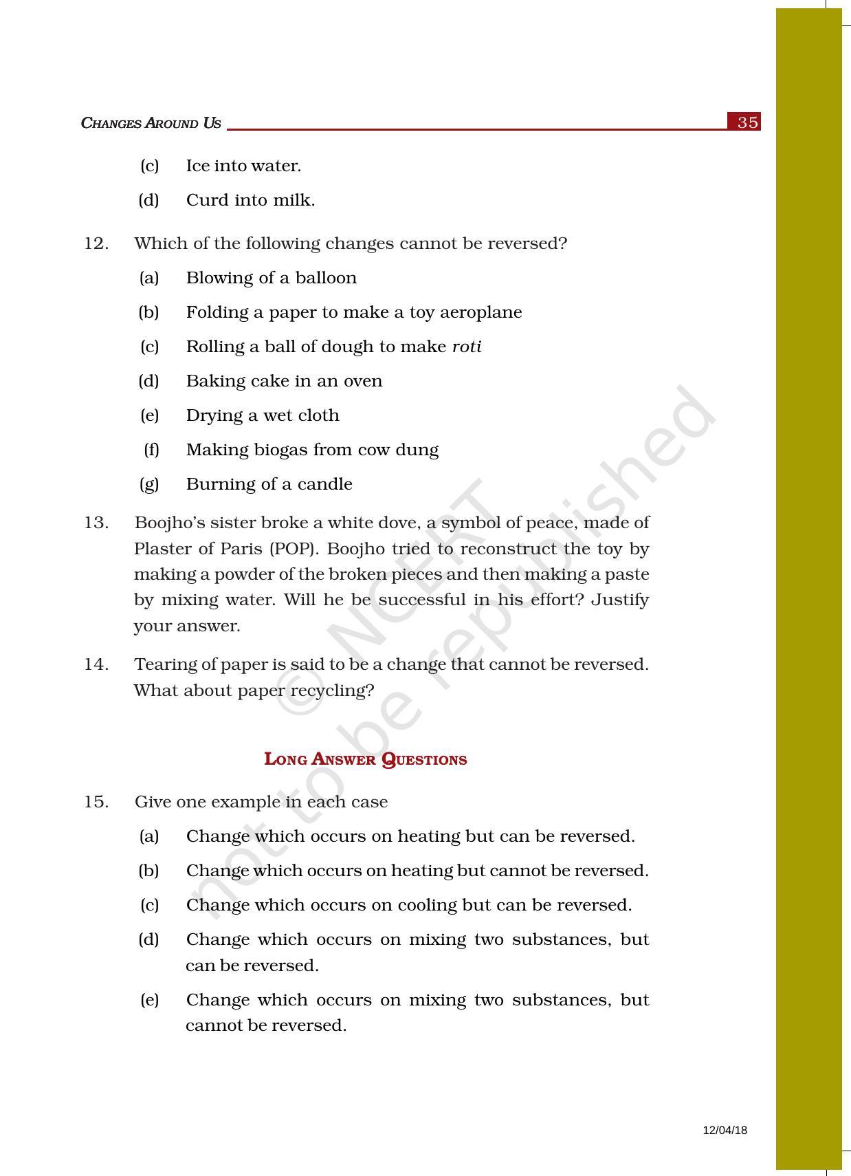 NCERT Exemplar Book for Class 6 Science: Chapter 6-Changes around Us - Page 4
