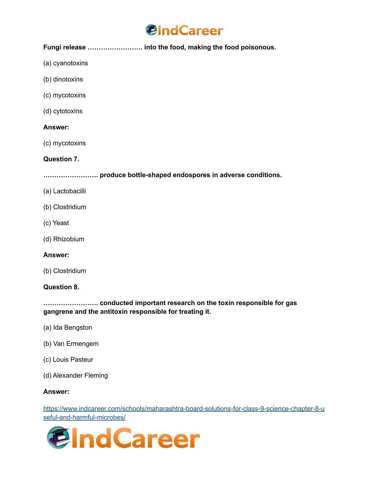 Maharashtra Board Solutions for Class 9- Science: Chapter 8- Useful and Harmful Microbes - Page 16