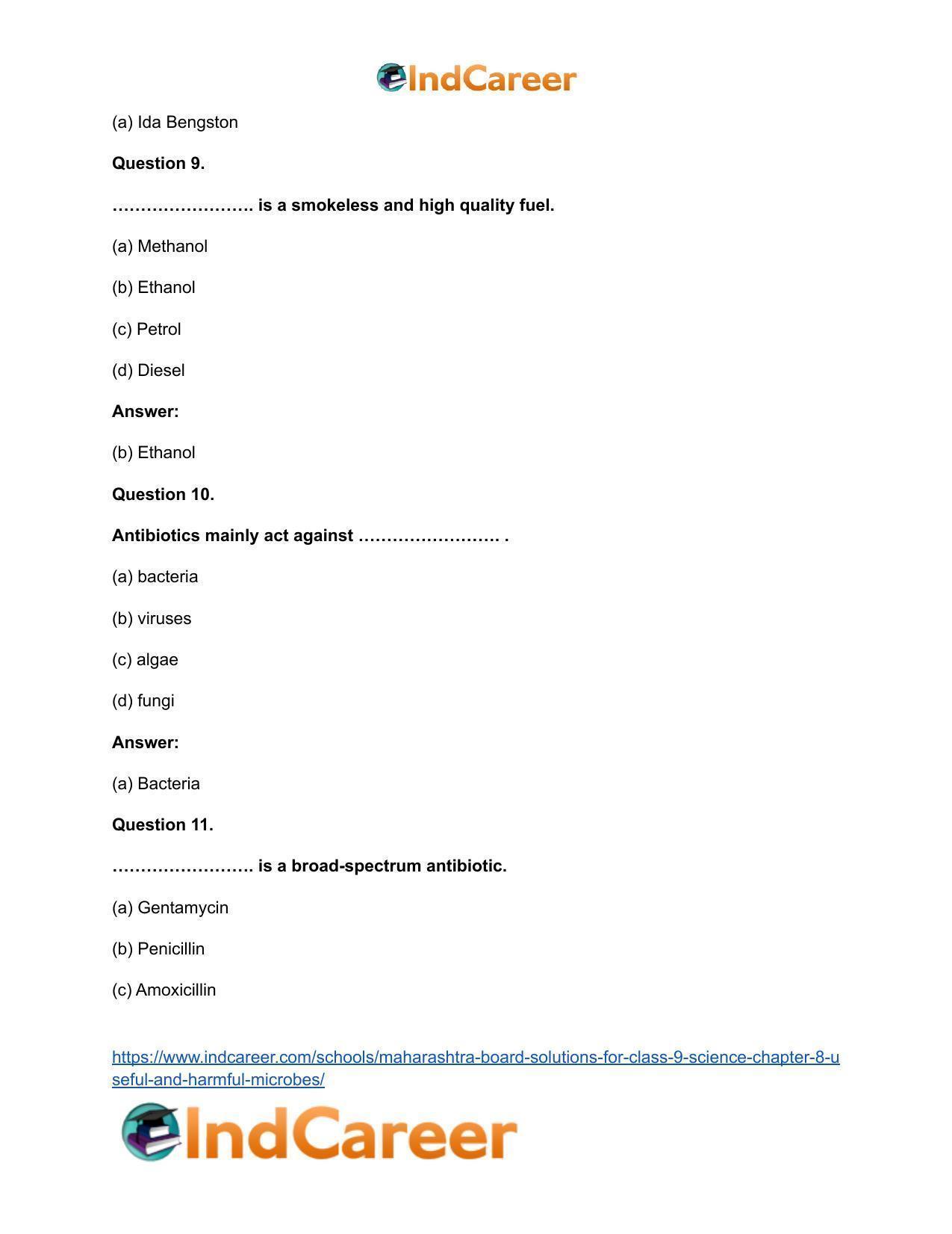 Maharashtra Board Solutions for Class 9- Science: Chapter 8- Useful and Harmful Microbes - Page 17