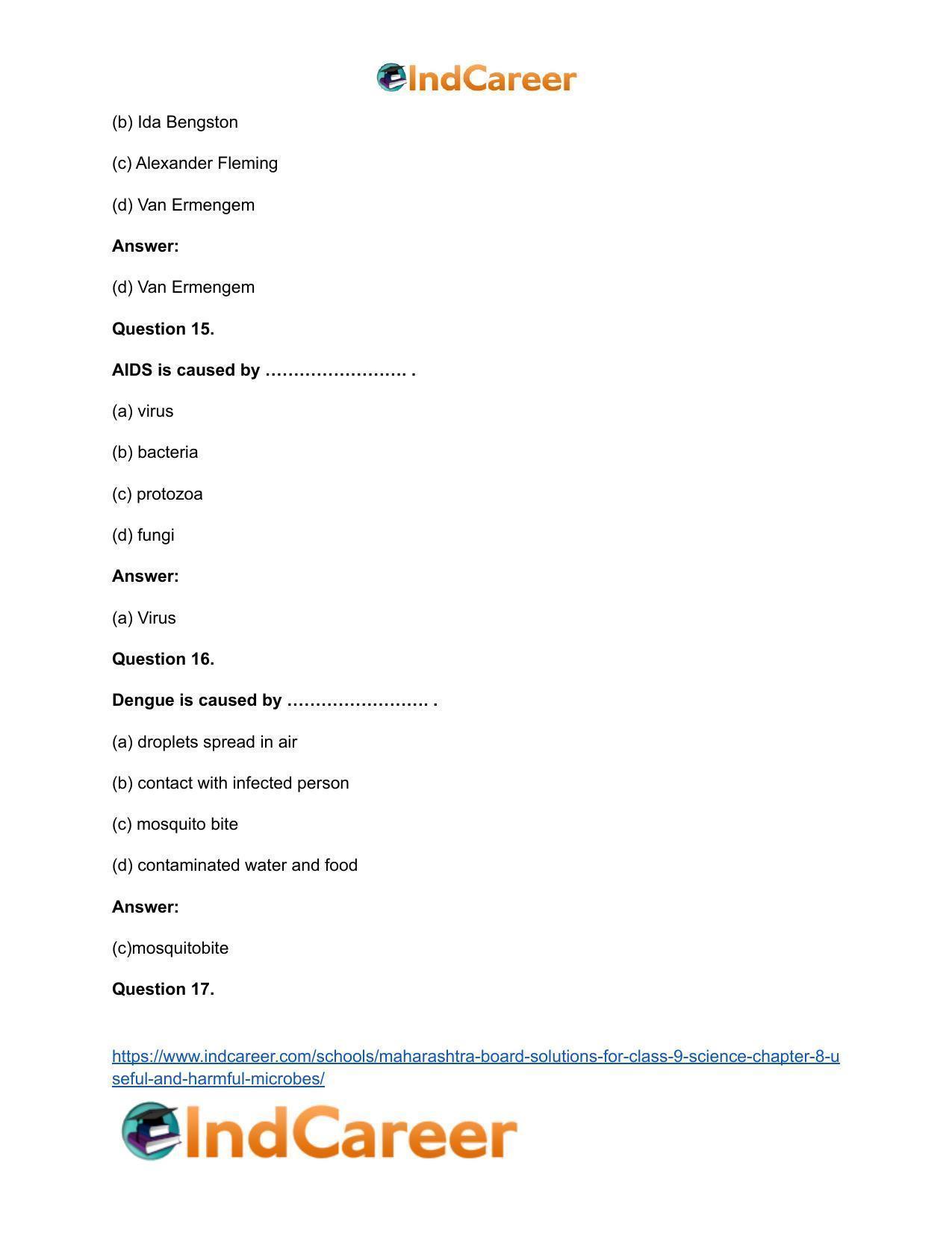 Maharashtra Board Solutions for Class 9- Science: Chapter 8- Useful and Harmful Microbes - Page 19