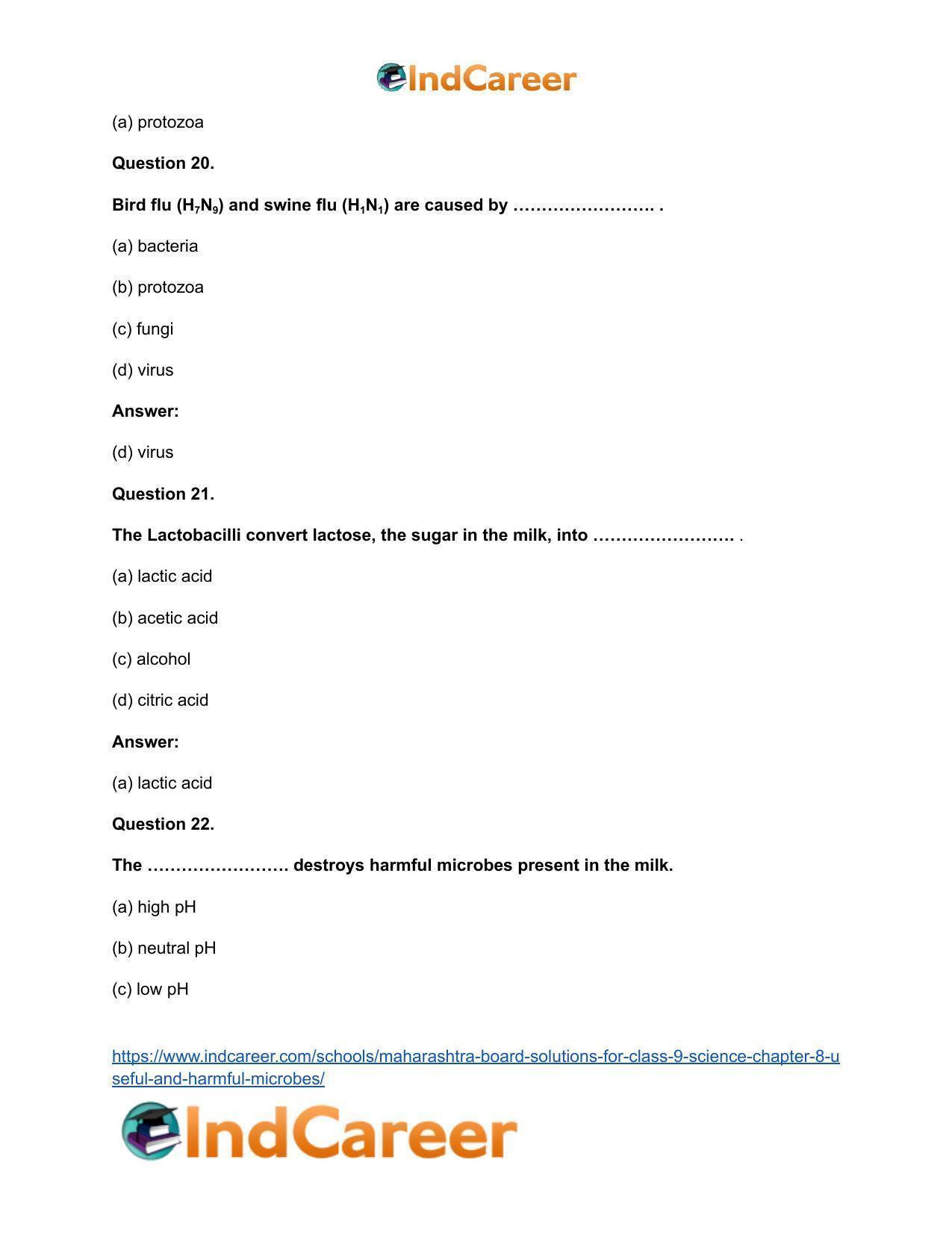Maharashtra Board Solutions for Class 9- Science: Chapter 8- Useful and Harmful Microbes - Page 21