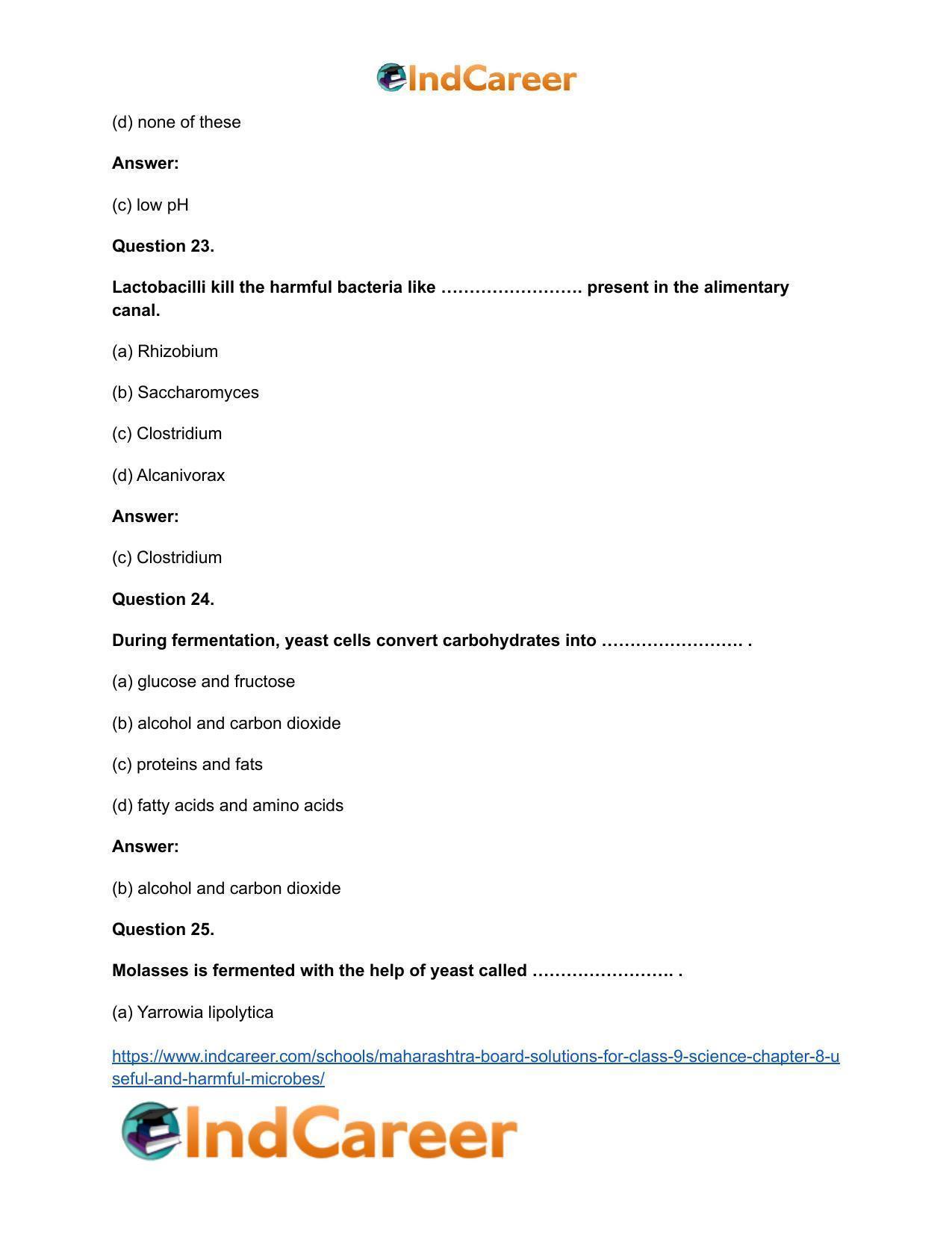 Maharashtra Board Solutions for Class 9- Science: Chapter 8- Useful and Harmful Microbes - Page 22