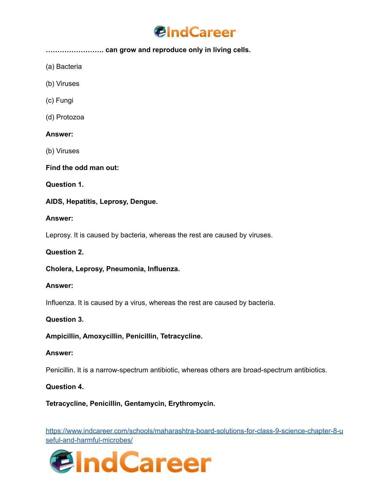 Maharashtra Board Solutions for Class 9- Science: Chapter 8- Useful and Harmful Microbes - Page 24