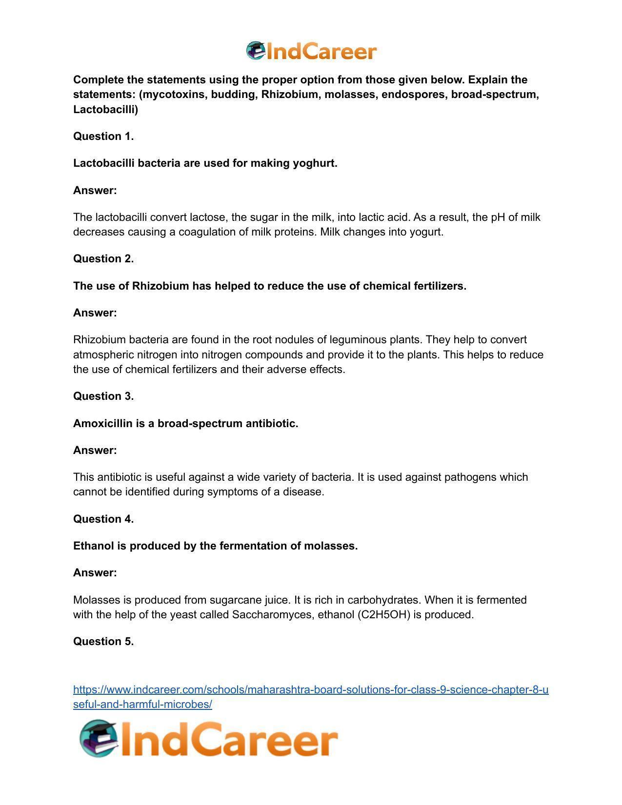 Maharashtra Board Solutions for Class 9- Science: Chapter 8- Useful and Harmful Microbes - Page 29