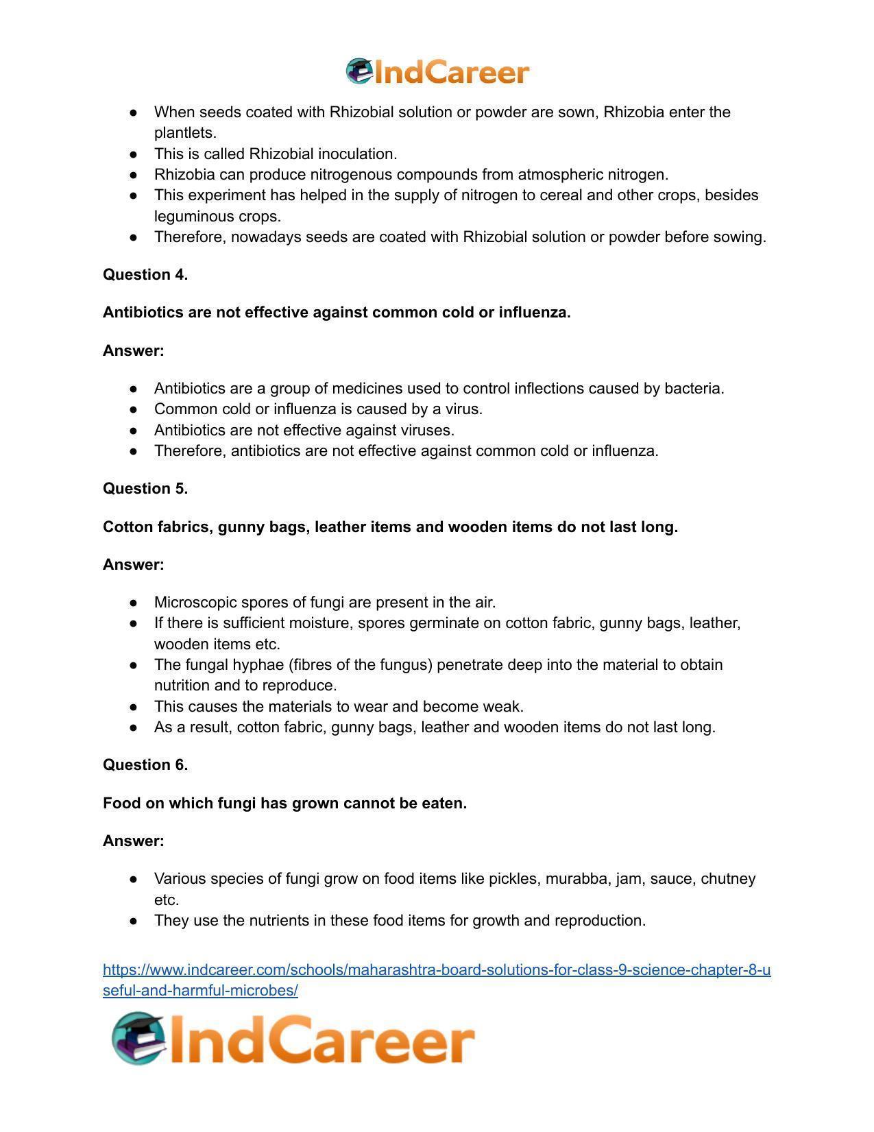 Maharashtra Board Solutions for Class 9- Science: Chapter 8- Useful and Harmful Microbes - Page 31